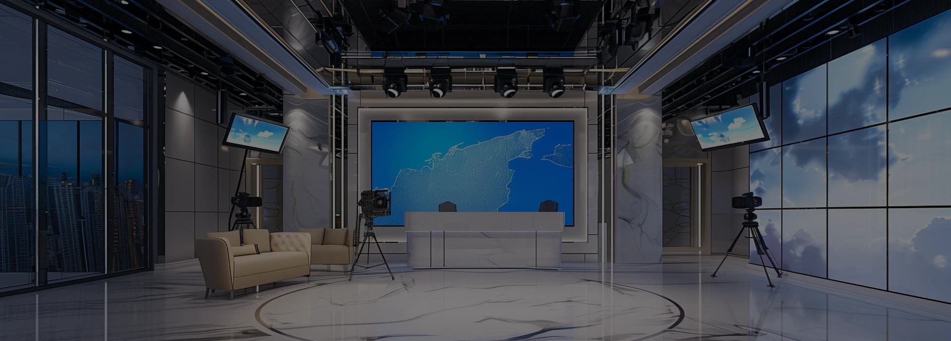 방송 스튜디오 LED 디스플레이 설치 현장